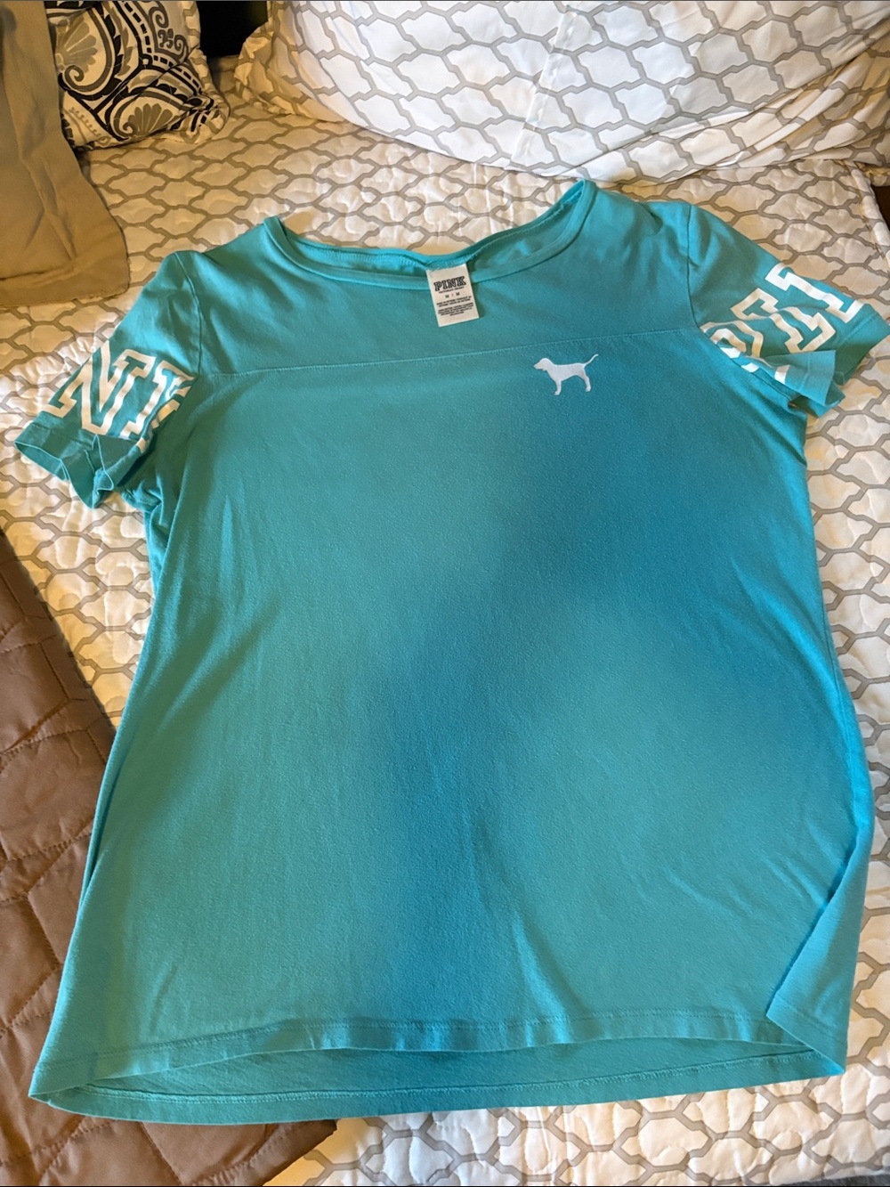 PINK Victoria's Secret Teal Short Sleeve Scoop Neck Tee